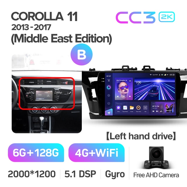 Магнитола Teyes CC3 2K 6-128 Toyota Corolla 11 Middle East Edition 2013 ...