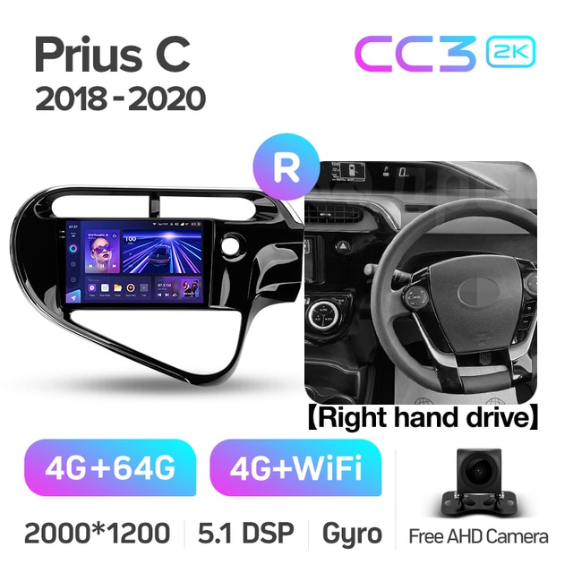 Магнитола Teyes CC3 2K 4-64 Toyota Prius C (правый руль) 2018-2020 9.0 ...