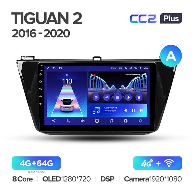 Магнитола Teyes CC2 Plus 4-64 Volkswagen Tiguan 2 Mk 2016-2018 10.2" (A ...